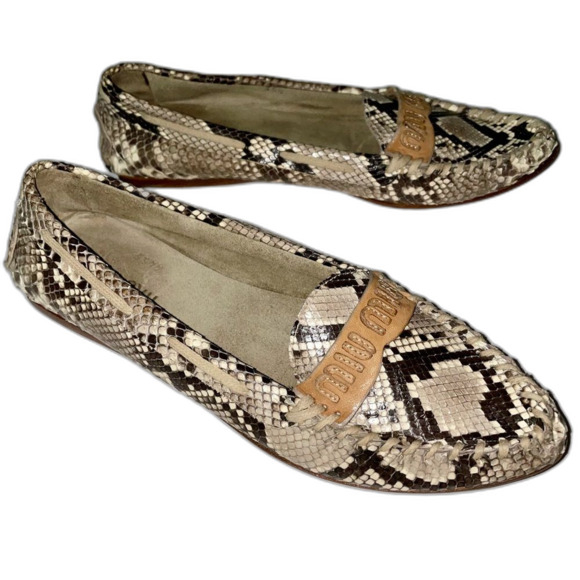 Miu Miu Prada Size 5 Python Flats Snakeskin Slip On Moccasin Pointed Toe Loafers - Picture 1 of 12